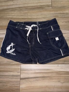 ALOHAS Navy Women's Board Shorts with White Accents